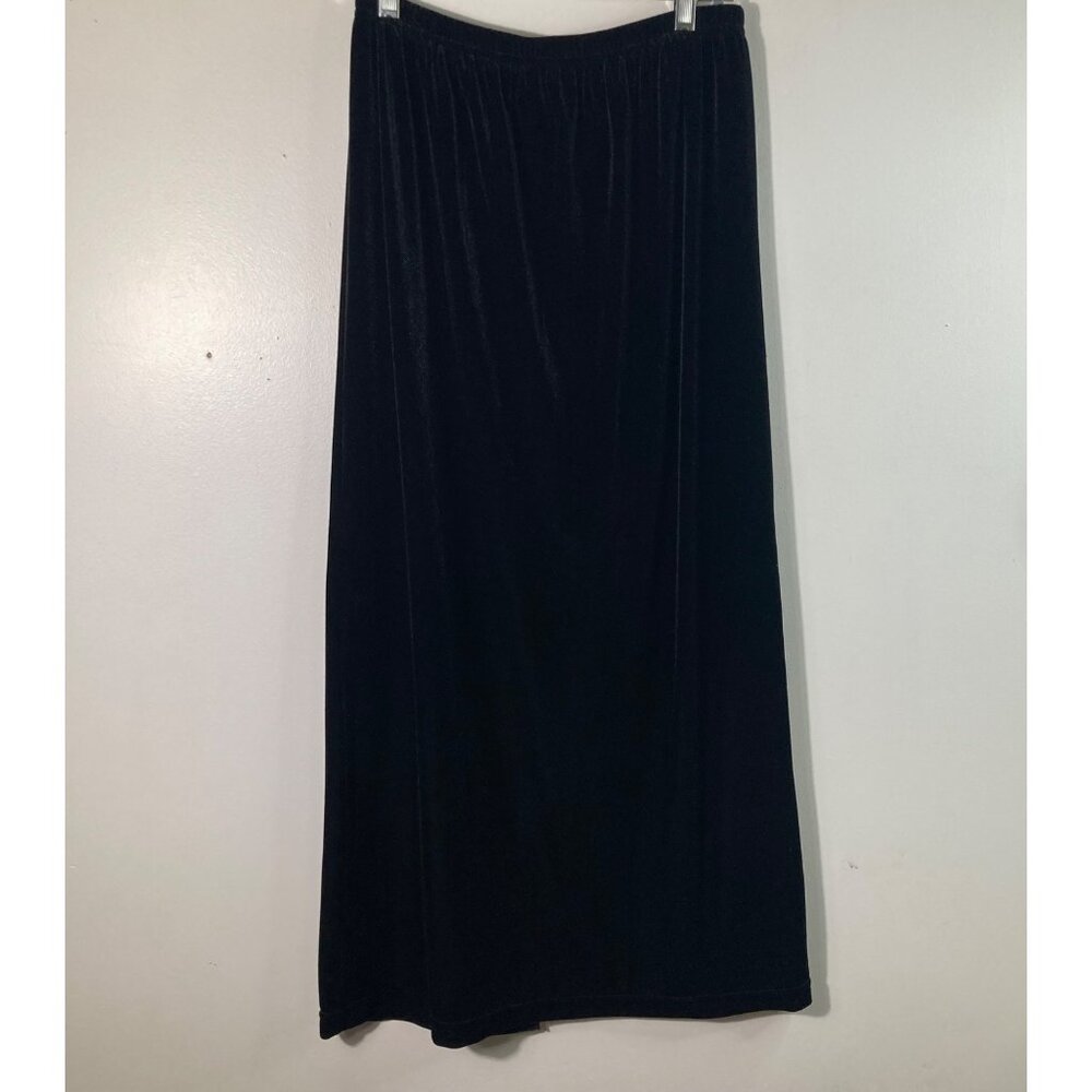 Womens Lucia Velvet‎ Maxi Skirt Black M Polyester Spandex Back Slit